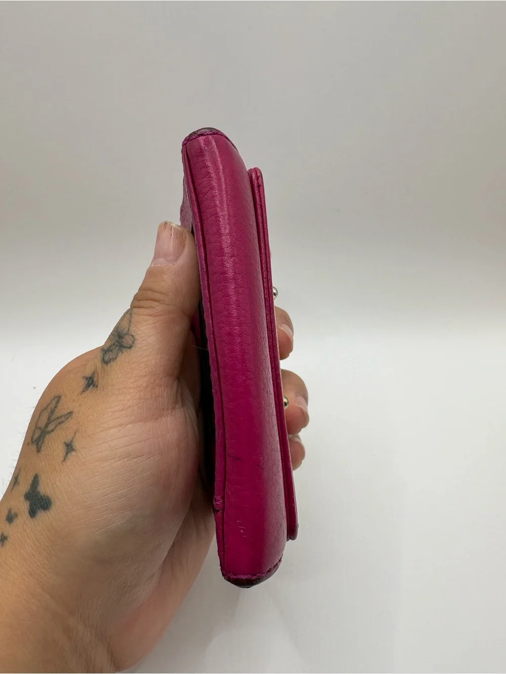 Michael Kors Hot Pink Leather Compact Wallet with Key Chain Attachment